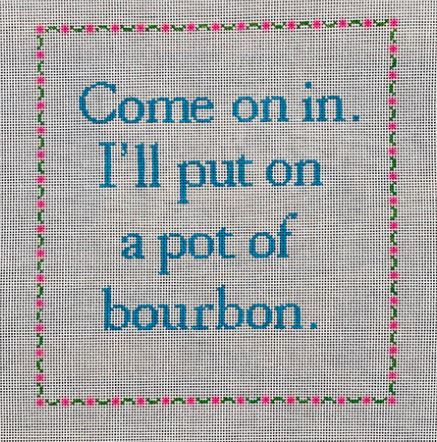 click here to view larger image of Pot of Bourbon (hand painted canvases)