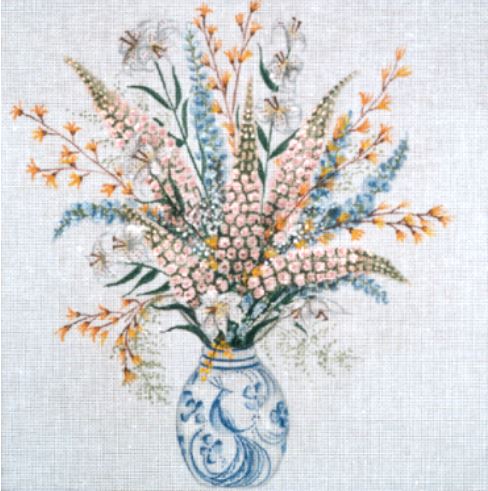 click here to view larger image of Foxglove in Blue Delft (hand painted canvases)