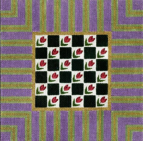 click here to view larger image of Checkerboards w/Flowers (hand painted canvases)