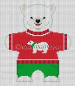 click here to view larger image of Polar Bear Sweater Ornament (hand painted canvases)