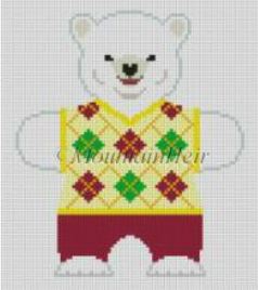 click here to view larger image of Polar Bear Argyle Ornament (hand painted canvases)