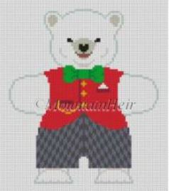 click here to view larger image of Polar Bear Red Vest Ornament (hand painted canvases)