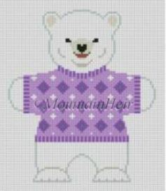 click here to view larger image of Polar Bear Purple Diamonds Ornament (hand painted canvases)
