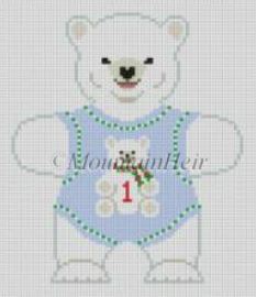 click here to view larger image of Polar Bear Babys 1st/Blue Ornament (hand painted canvases)