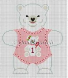 click here to view larger image of Polar Bear Babys 1st/Pink Ornament (hand painted canvases)