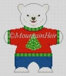 click here to view larger image of Polar Bear Christmas Tree Ornament (hand painted canvases)