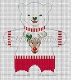 click here to view larger image of Polar Bear Reindeer Ornament (hand painted canvases)