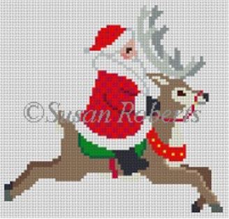 click here to view larger image of Santa Riding Reindeer (hand painted canvases)
