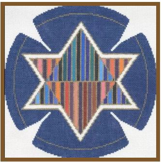 click here to view larger image of Striped Triangles Star Yarmulke  (hand painted canvases)