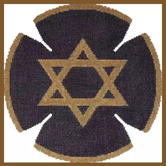 click here to view larger image of Geometric Background Yarmulke (hand painted canvases)