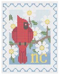 click here to view larger image of Stamp - North Carolina State Bird & Flower (hand painted canvases)