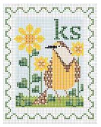 click here to view larger image of Stamp - Kansas State Bird & Flower (hand painted canvases)