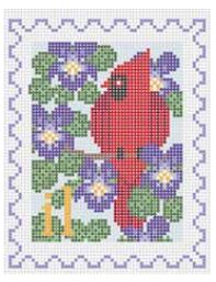 click here to view larger image of Stamp - Illinois State Bird & Flower (hand painted canvases)