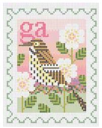 click here to view larger image of Stamp - Georgia State Bird & Flower (hand painted canvases)