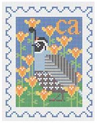 click here to view larger image of Stamp - California State Bird & Flower (hand painted canvases)