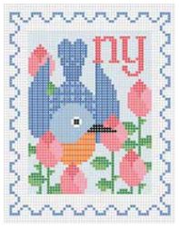 click here to view larger image of Stamp - New York State Bird & Flower (hand painted canvases)
