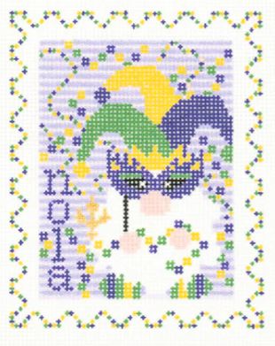 click here to view larger image of Mardi Gras Stamp (hand painted canvases)