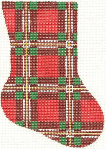 click here to view larger image of Red Plaid Minisock (hand painted canvases)