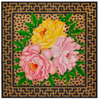 click here to view larger image of Peonies w/Cheetah Skin - 13M (hand painted canvases)