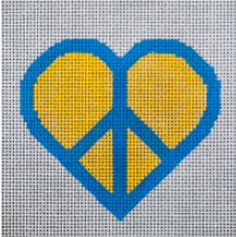 click here to view larger image of Blue and Yellow Peace Heart (hand painted canvases)