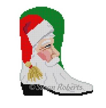 click here to view larger image of Santa Face Cowboy Boot (hand painted canvases)