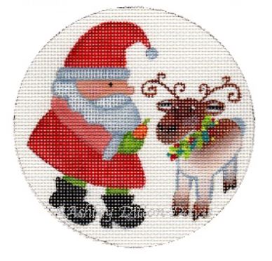 click here to view larger image of Santa Feeding Reindeer (hand painted canvases)