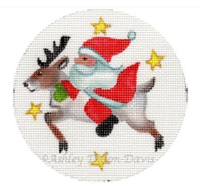 click here to view larger image of Santa Flying on Reindeer (hand painted canvases)