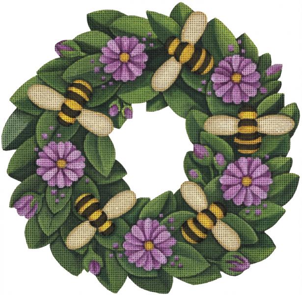 click here to view larger image of Bee Wreath (hand painted canvases)