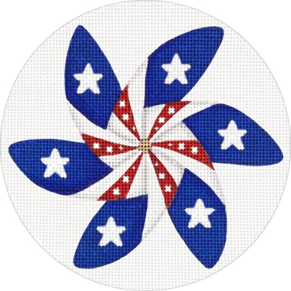 click here to view larger image of Stars & Stripes Pinwheel Ornament (hand painted canvases)