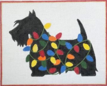 click here to view larger image of Christmas Scottie (hand painted canvases)