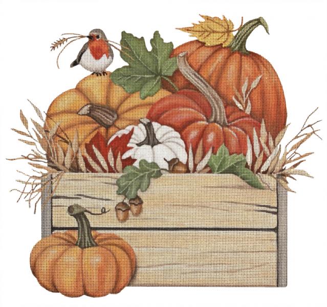 click here to view larger image of Pumpkin Crate (hand painted canvases)