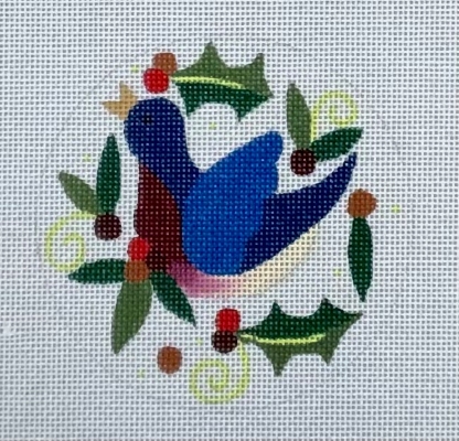 click here to view larger image of Calling Bird Round Ornament (hand painted canvases)