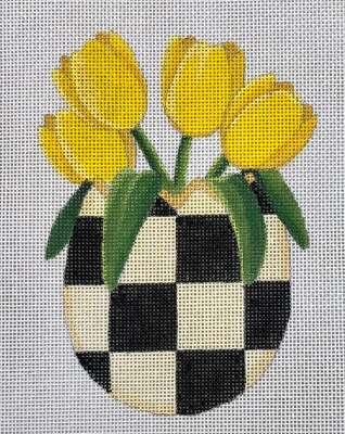 click here to view larger image of Yellow Tulips Egg (hand painted canvases)