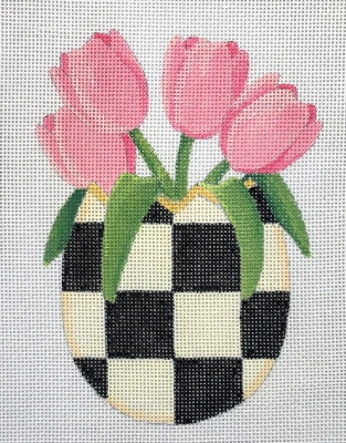 click here to view larger image of Pink Tulips Egg (hand painted canvases)