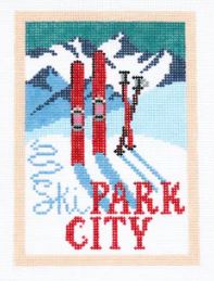 click here to view larger image of Vintage Ski Postcard - Park City (hand painted canvases)