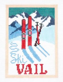click here to view larger image of Vintage Ski Postcard - Vail (hand painted canvases)