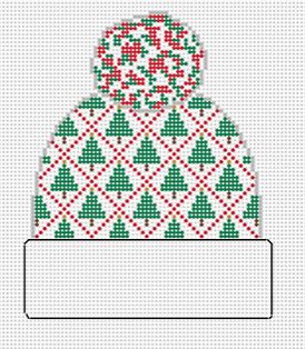 click here to view larger image of Holiday Hat - Christmas Trees (hand painted canvases)