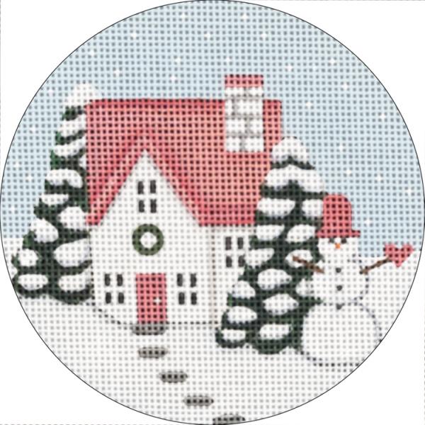 click here to view larger image of Snowy House Ornament (hand painted canvases)
