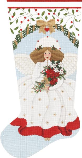 click here to view larger image of Bouquet Angel Stocking (hand painted canvases)