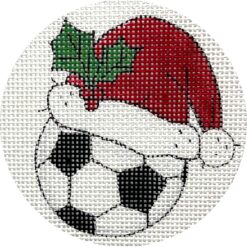 click here to view larger image of Soccer Ball w/Santa Hat (hand painted canvases)