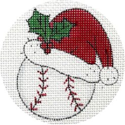 click here to view larger image of Baseball w/Santa Hat (hand painted canvases)