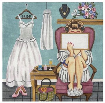 click here to view larger image of Stitching Girl - Bride (hand painted canvases)