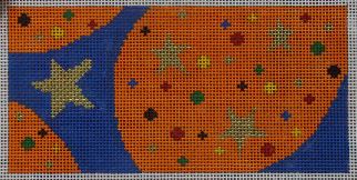 click here to view larger image of Stars/Dots on Blue and Orange (hand painted canvases)