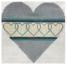 click here to view larger image of Teal and Grey Hearts (hand painted canvases)