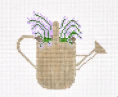 click here to view larger image of Watering Can w/Lavender (hand painted canvases)