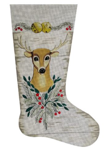click here to view larger image of Deer Bust Stocking (hand painted canvases)