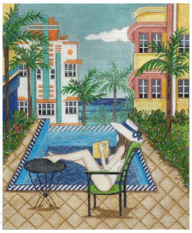click here to view larger image of Girl at Miami Pool (hand painted canvases)