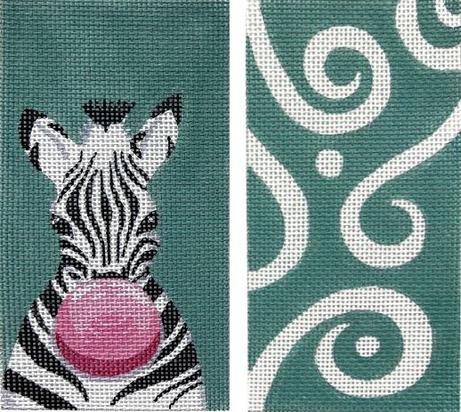 click here to view larger image of Zebra w/Gum Eyeglass Case (hand painted canvases)