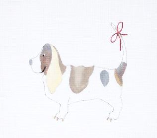 click here to view larger image of Festive Hound/Bow (hand painted canvases)