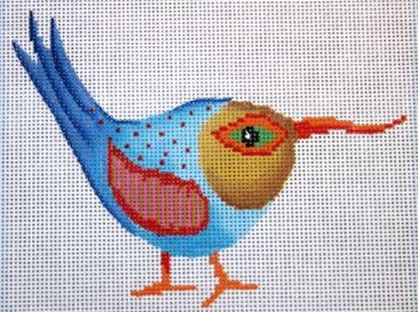 click here to view larger image of Aqua Bird w/Gold Head and Pink Wing (hand painted canvases)